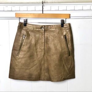 J.O.A | Faux Leather Tan Skirt | Small